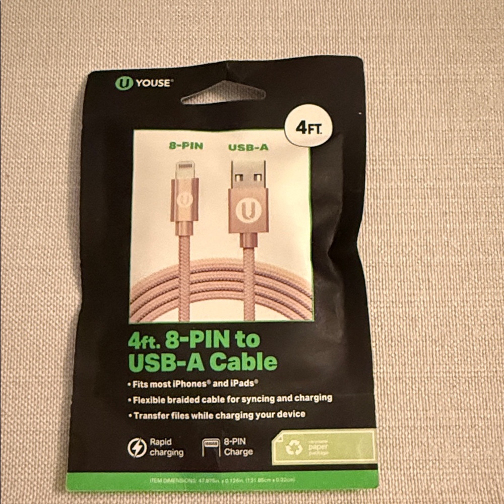 4ft. Gold  8-Pin to USB-A Cable